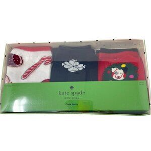 Kate Spade New York Holiday Cookie 3 Pack Crew Socks Gift Set Shoe Size 4-10
